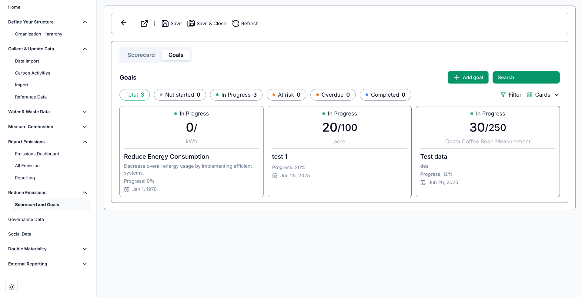 Transparabl Platform โ Goals Dashboard